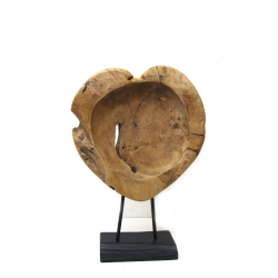 Serce z drewna tekowego dekoracja stojąca L